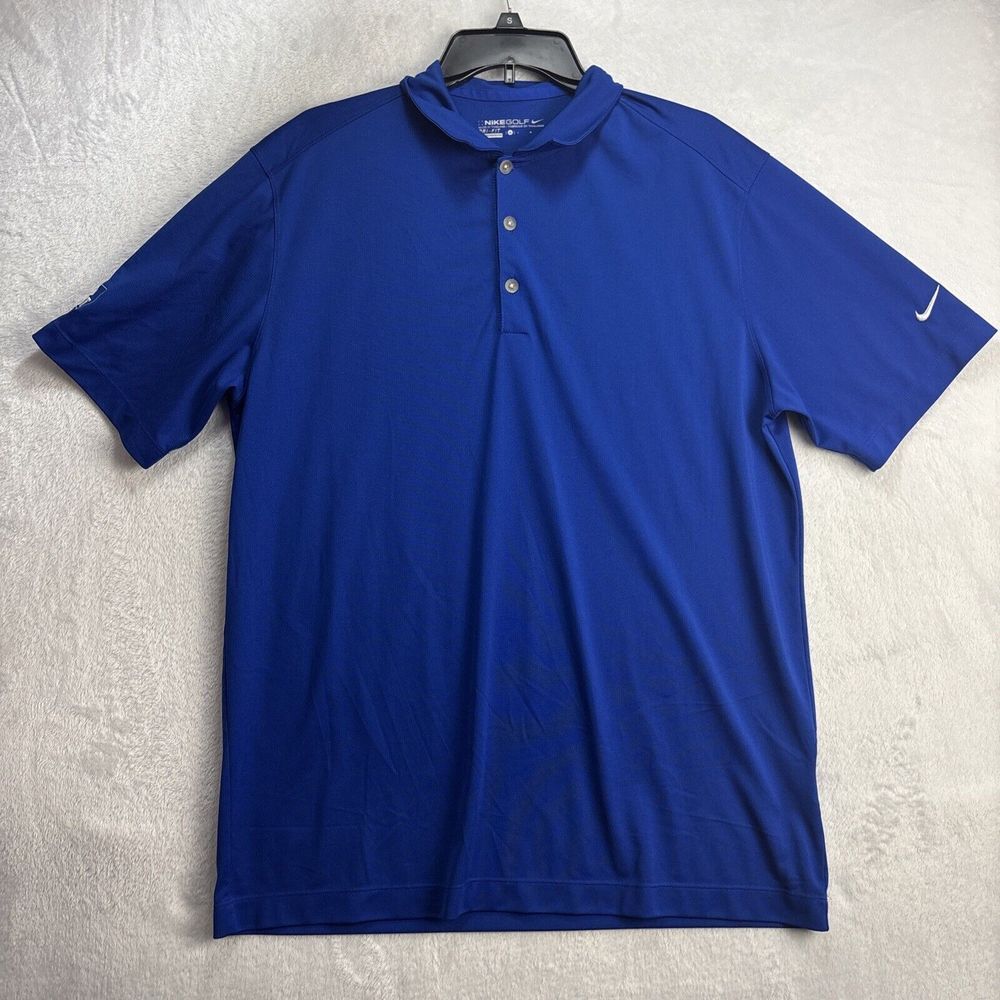 Nike Dri Fit Golf Polo Shirt Mens Large Blue Embroidered Swoosh Logo Bud Light